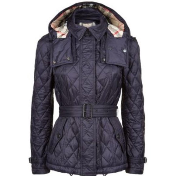 Burberry Jackets & Blazers - Burberry Finsbridge Navy Hooded Quilted Jacket
